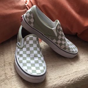 Sage green checkered vans